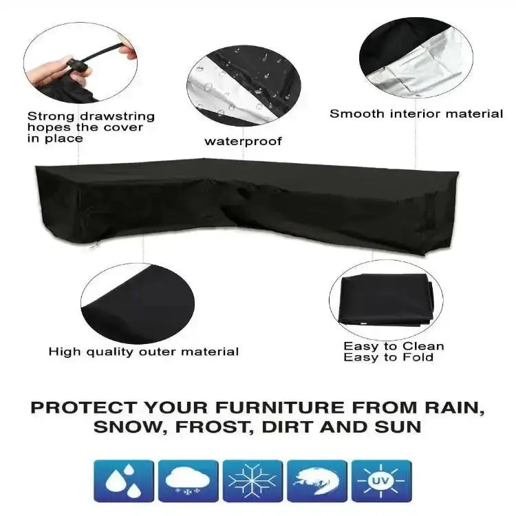V/L-Shape Waterproof Garden Sofa Cover – Rattan Corner Furniture Protector (different sizes available) by Habicare