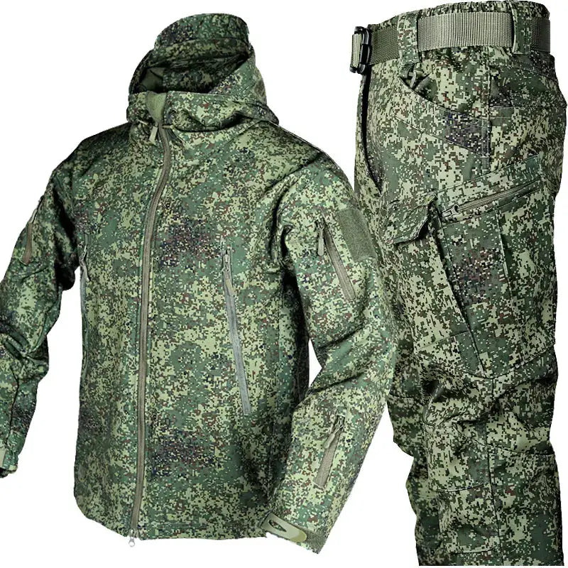 Outdoor Shark Skin Warm Camouflage Jacket and Pants Set - Tactical Softshell Fleece-Lined | Military Style by Mead's Supply & Equipment Outfitters limited