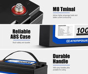 100Ah 12V Lithium Battery LiFePO4 Deep Cycle Rechargeable Marine 4WD by salelink.co.nz