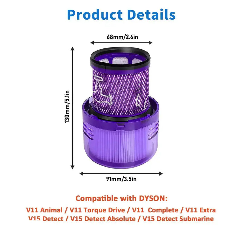 Vacuum Cleaner Accessories Set for Dyson V6–V15 Direct Drive Brush, Filter & Hose Kit by Habicare