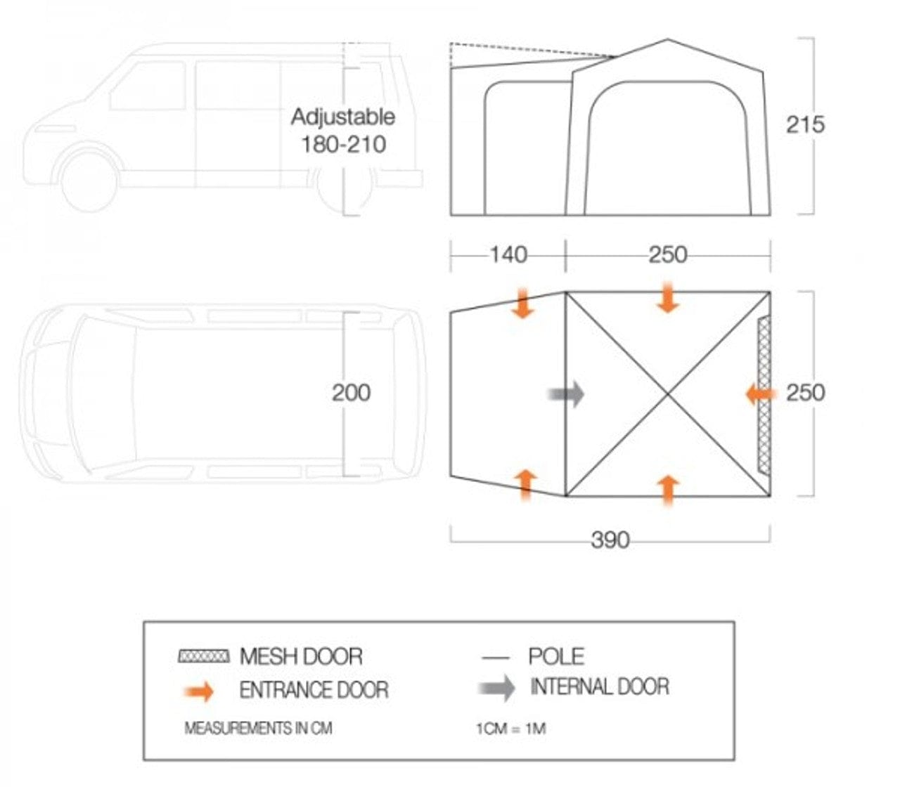 Vango Inflatable Awning Vango Tailgate Pole Drive Away Awning - Low