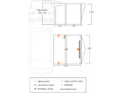 Vango Tolga VW Inflatable Drive Away Awning dimensions diagram with adjustable measurements.