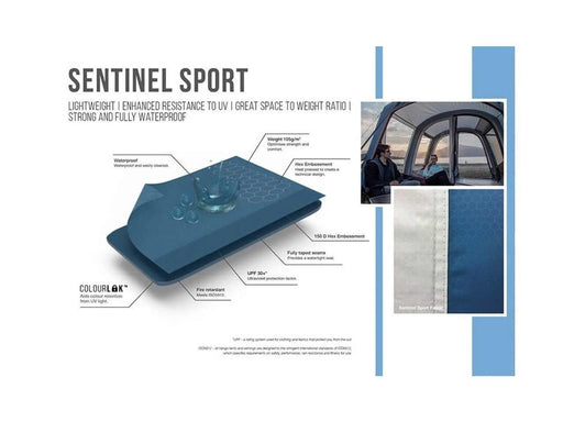 Vango Tolga VW Inflatable Drive Away Awning featuring lightweight, waterproof Sentinel Sport fabric with UV resistance.