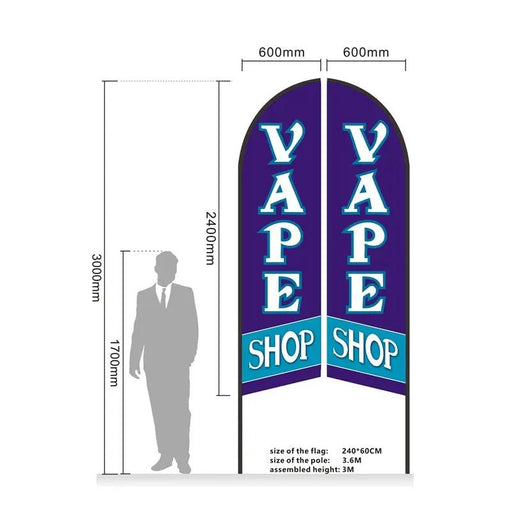 VAPESHOP - Pre-print Double Sided Feather Banner Flag Business Commersial 3M SET by dealonline.co.nz