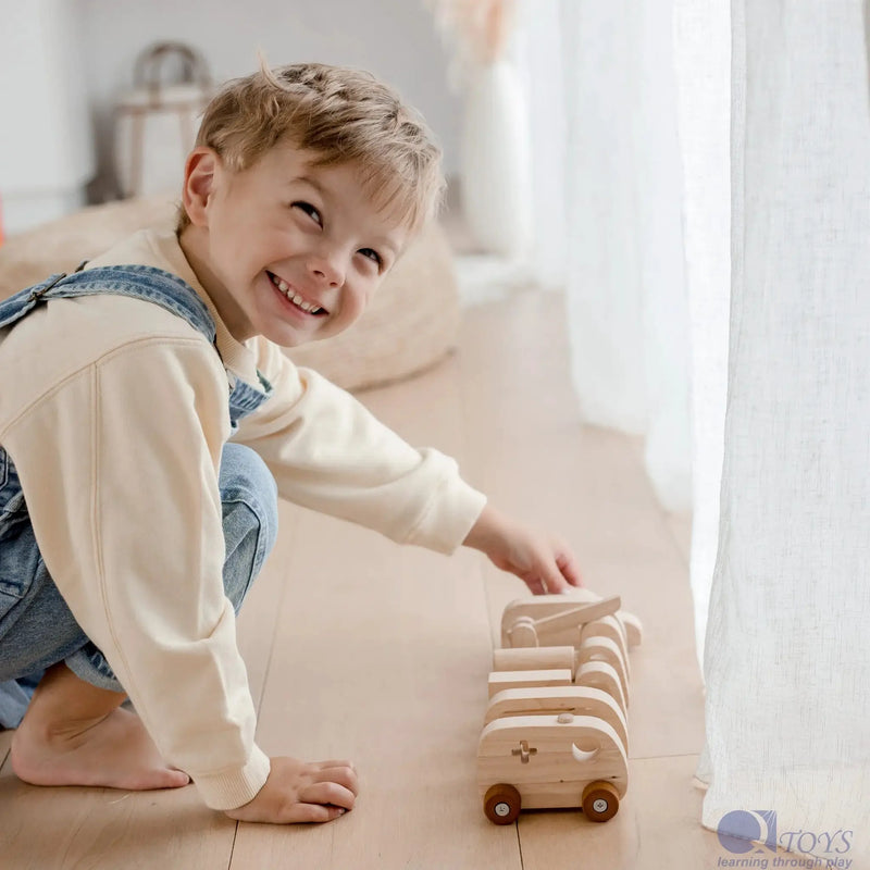 Wooden Vehicle Play Set - QToys | Wooden Toy NZ by Curious Moonbeam
