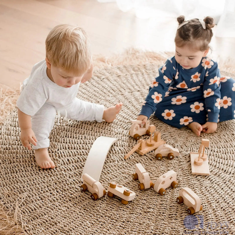 Wooden Vehicle Play Set - QToys | Wooden Toy NZ by Curious Moonbeam