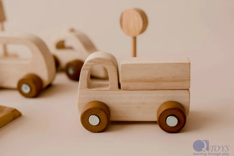 Wooden Vehicle Play Set - QToys | Wooden Toy NZ by Curious Moonbeam
