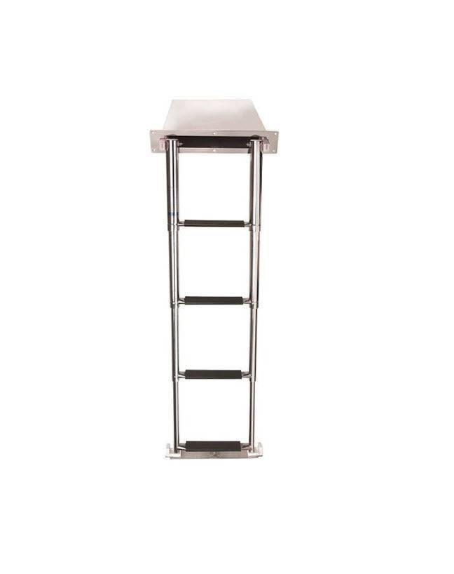 Vetus 4 Step Telescopic Cassette Ladder - Heavy duty marine grade 316 stainless steel swim ladder with non-slip grips.