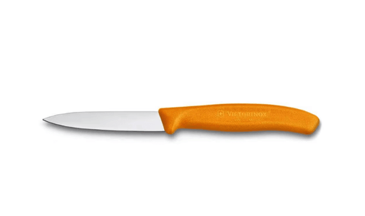 Victorinox Paring Knife 6.7606 - 8cm Orange Handle with high-carbon stainless steel blade and ergonomic orange handle.