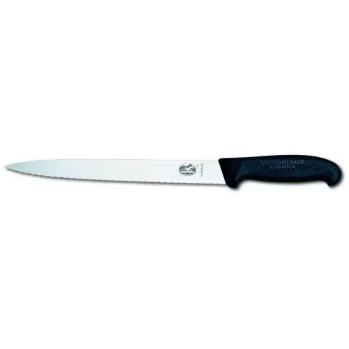 Victorinox Slicing Knife 5.4433.25cm Wavy Blade Black Handle - Action Outdoors Kiwi