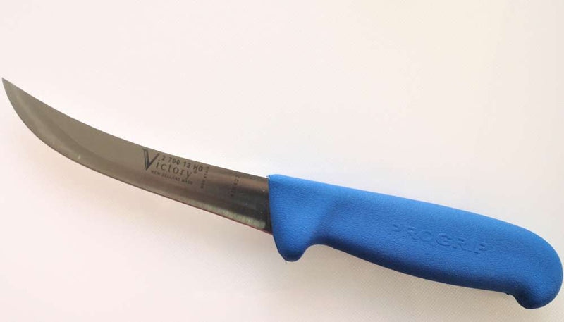Curved Boning Knife 13cm HG Progrip 2-700-13HG-200 with a blue Progrip handle and stainless steel blade.