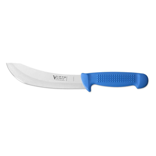 Skinning Knife 15cm  - Hollow Ground 2-100-15HG-200B with a blue grip, ideal for meat processing and skinning.
