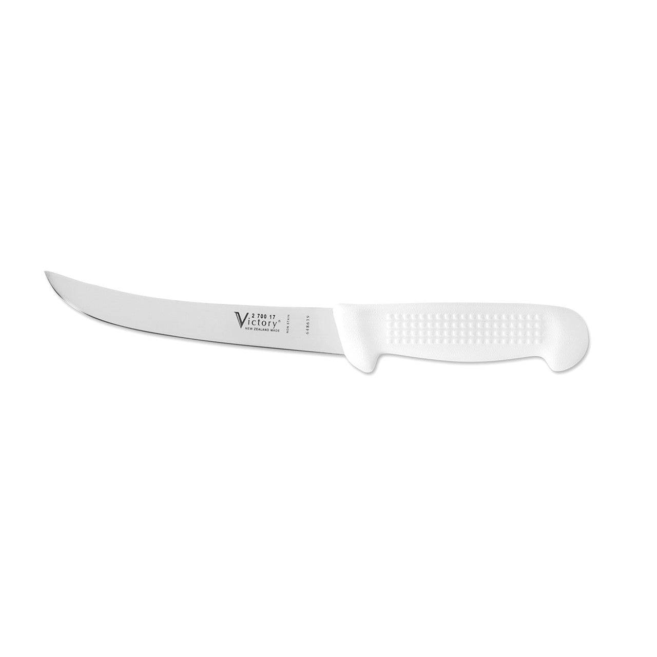 Victory Knives Butchers Knives White Handle CURVED BONING KNIFE 17cm - Box of 6