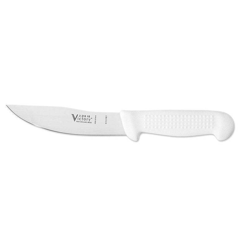 P J Skinning Knife 15Cm 2-210-15-115 with white handle and stainless steel blade for precision cutting.