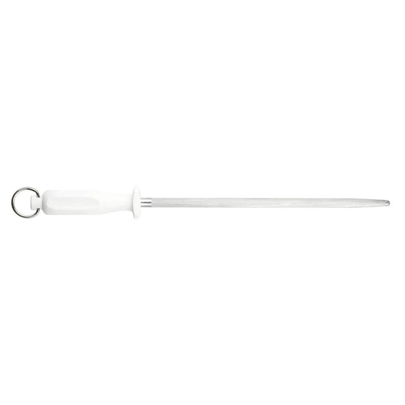 FLUGEL 300 MEDIUM STEEL 30 cm -  V3 sharpening steel with white handle for precision cutting.