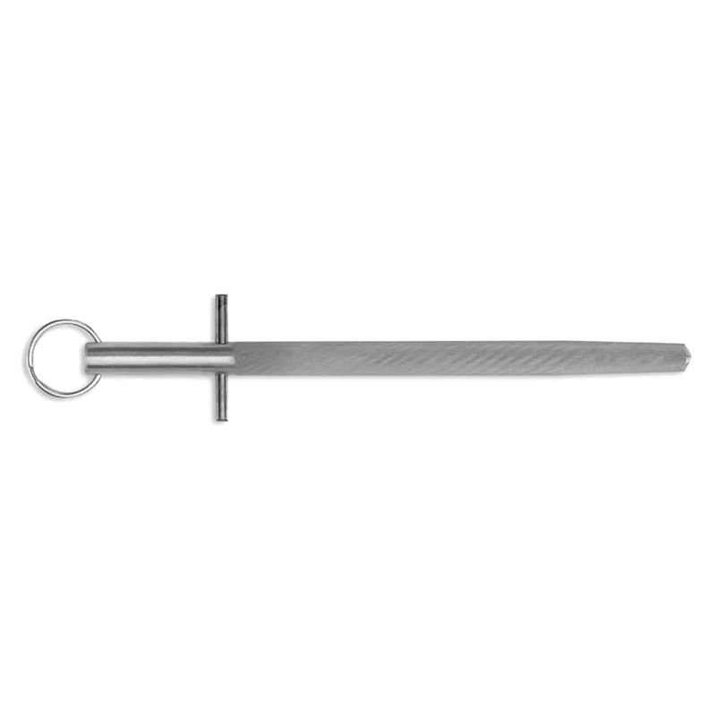 Rabbiter Steel With Ring And Bar TI34/C for leather boning, skinning, or sticker sheath in black nitrided finish.