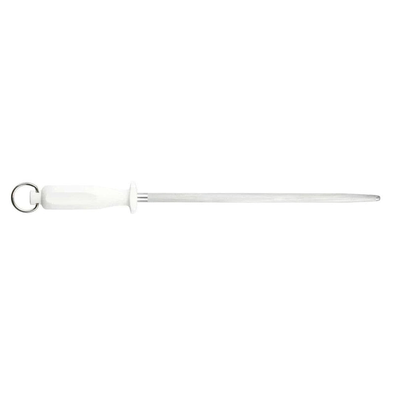 V4 FLUGEL 300 Fine 30cm- No. 4 Steel sharpening steel with a white handle for maintaining knife edges.