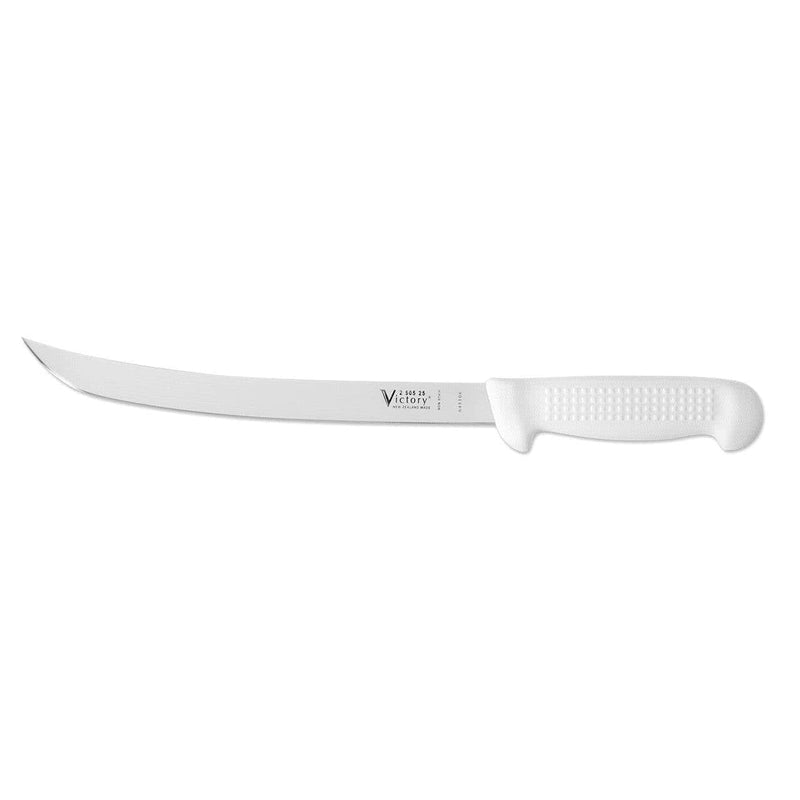 Curved Fillet Knife 25cm S/S, showcasing premium stainless steel and ergonomic design for fishing enthusiasts.