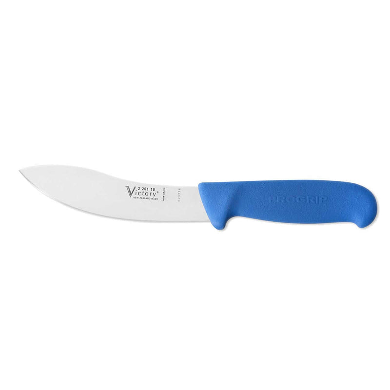 Sheep Skinning Knife Progrip 2-201-15-200 with stainless steel blade and blue handle.