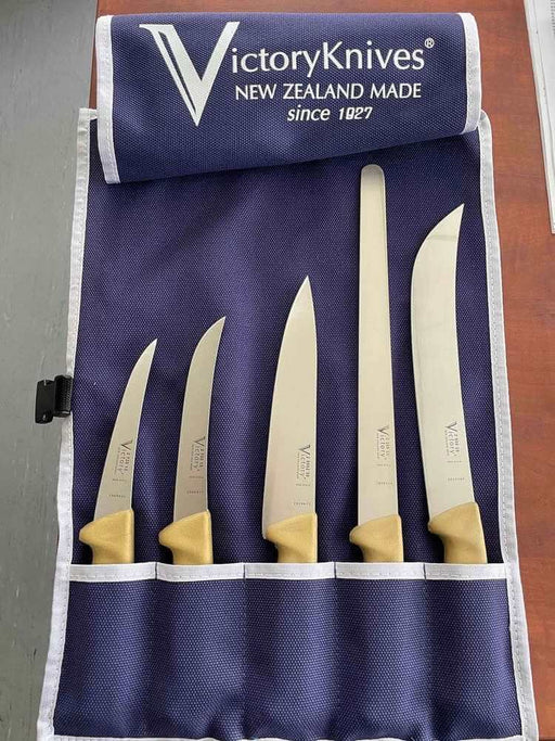 Victory Knives Knife Set 5 PIECES / CANVAS Butcher & BBQ Gold Set