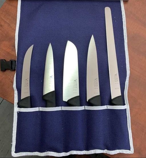 Victory Knives Chefs/Kitchen Knife Set displayed in a roll-up case showcasing various kitchen knives.