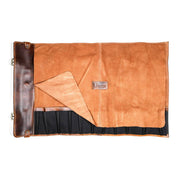 Victory Leather Knife Rolls-11 Pockets open view showcasing 11 pockets for knife storage and quality leather design.