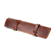 Victory Leather Knife set Wrap- 5 Pockets, quality leather knife wrap with suede flap and buckles for storage.