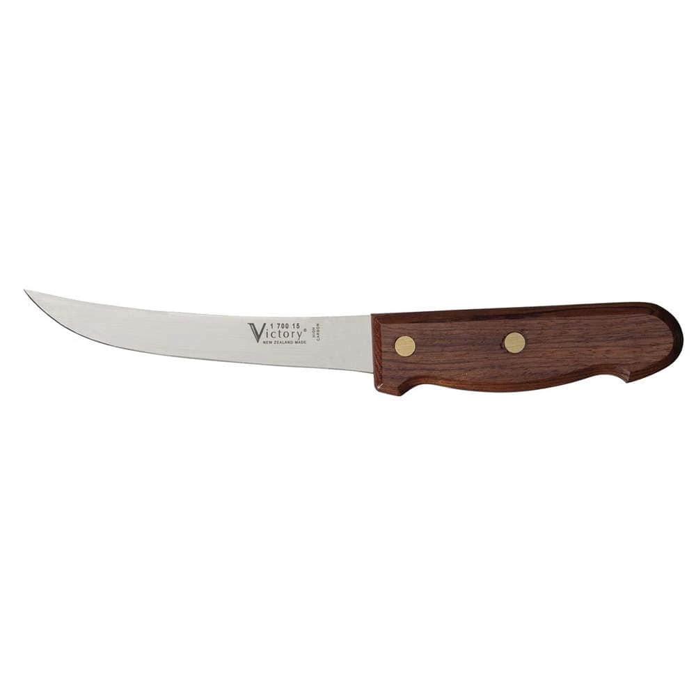 Curved Boning Knife 15cm Blade Wooden Handle 1-700-15-110 with high carbon steel blade and wooden handle.