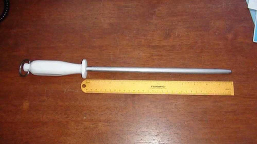 V5 FLUGEL 305 Superfine 30cm- No. 5 Steel with white handle and ruler for size reference.