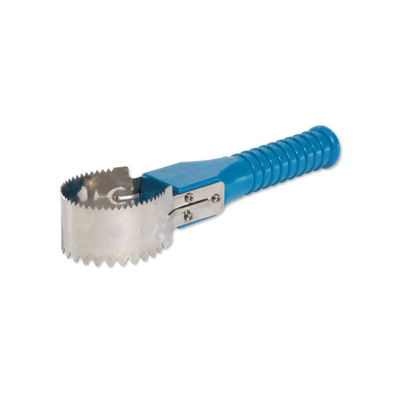 Blue Commercial Fish Scaler with a serrated edge, designed for efficient fish scaling and homekill butchering.