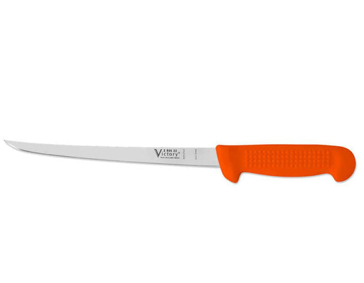 Victory-Narrow Filleting Knife 22cm Orange-2-506-22-115OR with an orange handle and stainless steel blade.