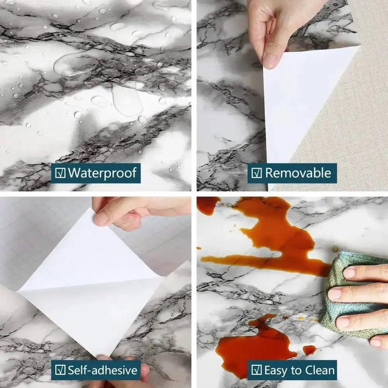 Vinyl Marble Wallpaper – Waterproof (8 designs available) by Habicare