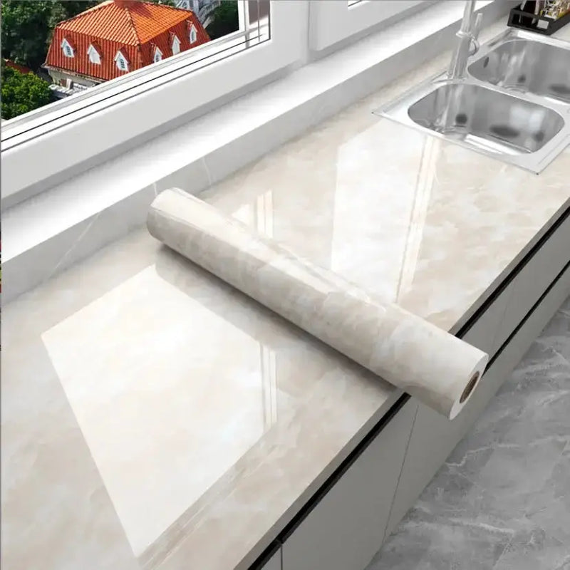 Vinyl Marble Wallpaper – Waterproof (8 designs available) by Habicare
