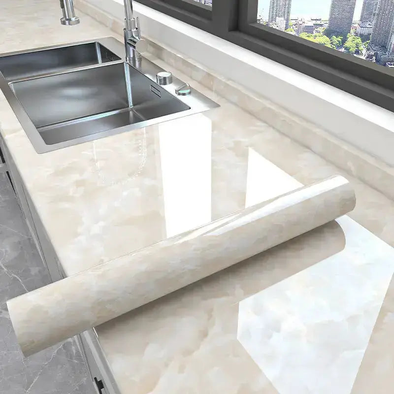 Vinyl Marble Wallpaper – Waterproof (8 designs available) by Habicare