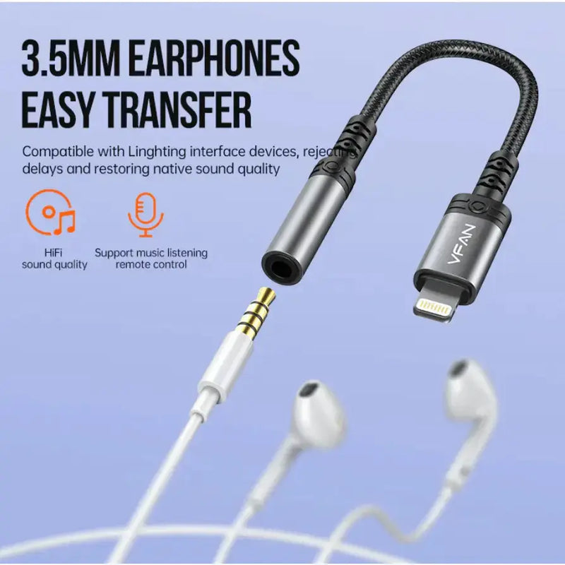 techplus Vipfan Lightning to 3.5mm Audio Jack Adaptor Vipfan Lightning 3.5mm Audio Adapter iPhone and iPad