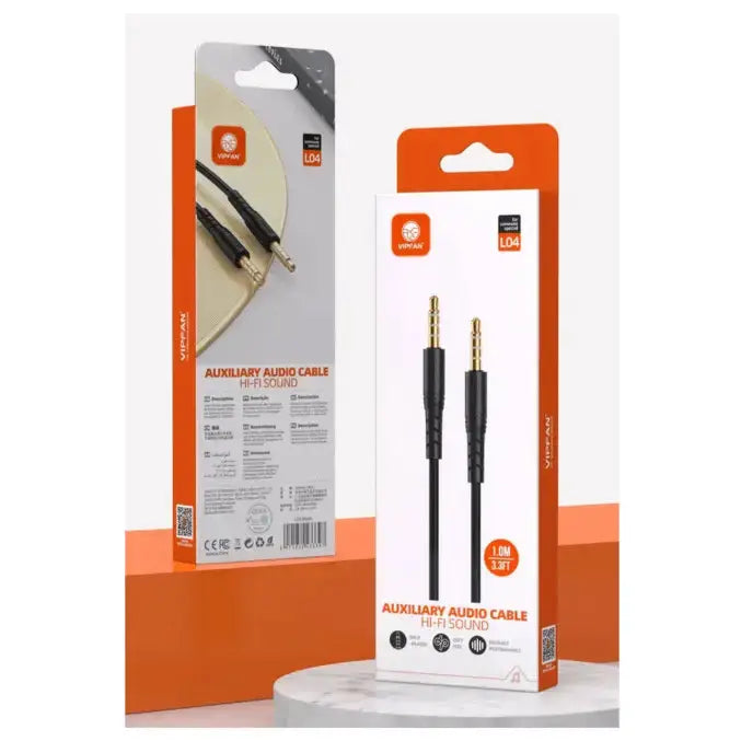 techplus VipFan Premium Aux Cable 1 Meter L04 VipFan Premium 1m Gold Plated 3.5mm Aux Cable