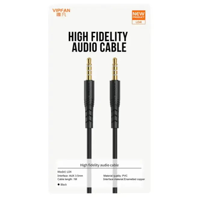 techplus VipFan Premium Aux Cable 1 Meter L04 VipFan Premium 1m Gold Plated 3.5mm Aux Cable