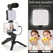 Vlogging Kit with Tripod, Mic & LED Light for Smartphones (6 in 1) by Habicare