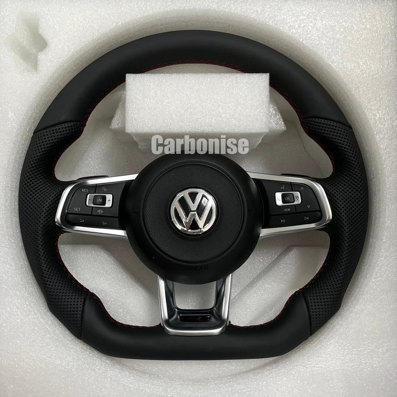 Volkswagen Golf Steering Wheel (Smooth Leather+Perforated Leather) #04 by CARBONISE