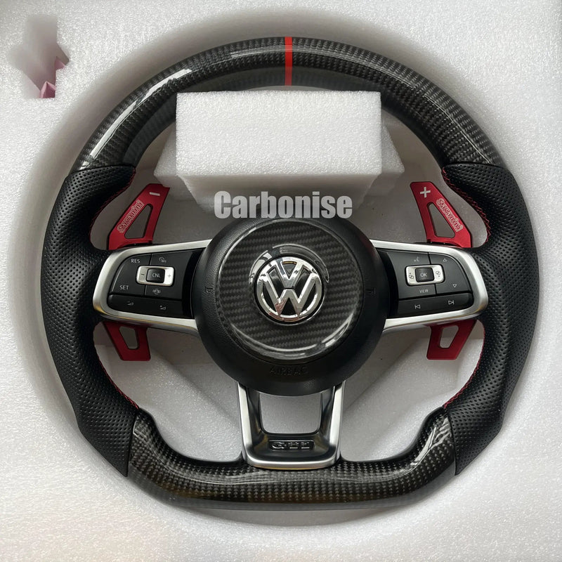 Volkswagen Golf Steering Wheel (Carbon Fiber+Perforated Leather) #09 by CARBONISE