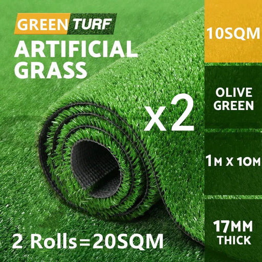 Two Pieces 1X10M Artificial Grass 17MM 20M2 by salelink.co.nz
