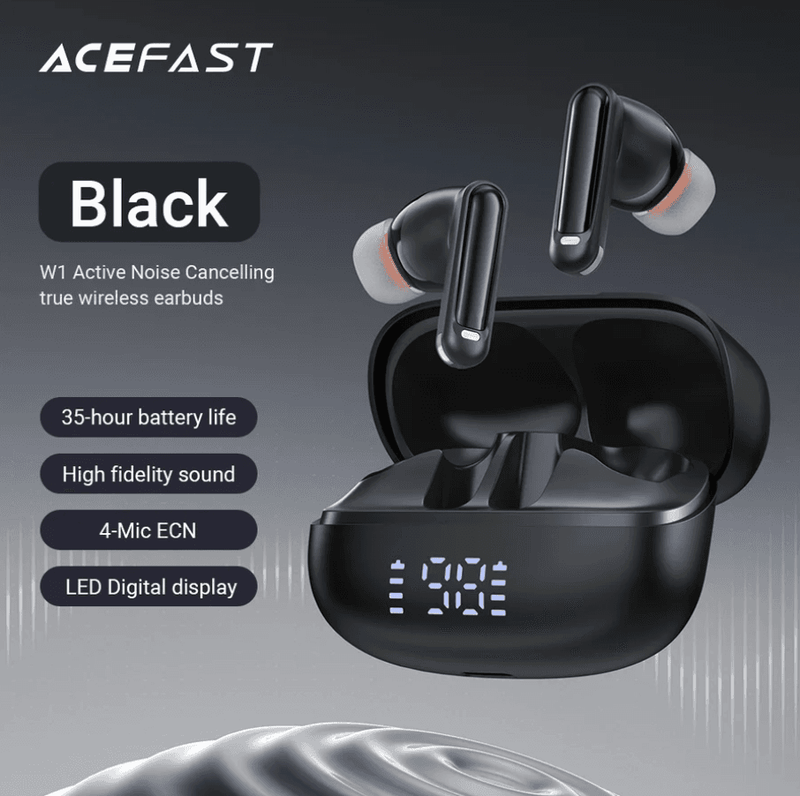 techplus TWS Wireless Earbuds with ANC + ENC Noise Cancellation | Bluetooth 5.4 | LED Display and IPX4 Water Resistance (W1) TWS Wireless Earbuds with ANC + ENC Noise Cancellation | Bluetooth 5.4 | LED Display and IPX4 Water Resistance (W1)