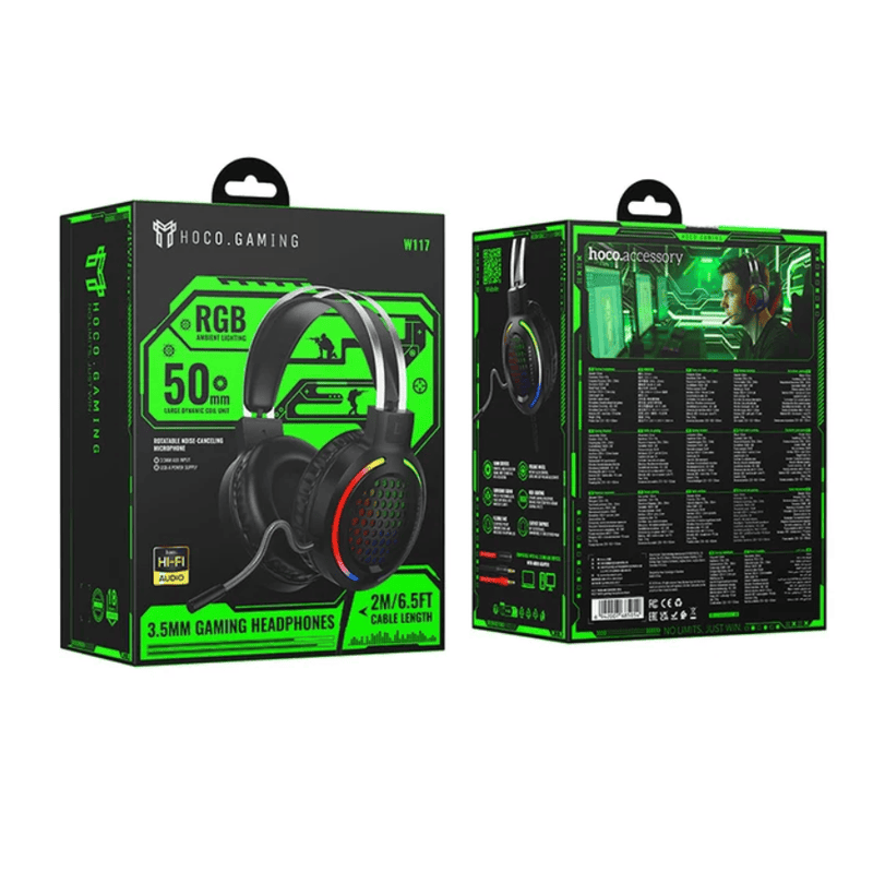 techplus Wired Gaming Headset With 50mm Drivers And Tri Color LED W117 TechPlus W117 Wired Gaming Headset With 50mm Drivers