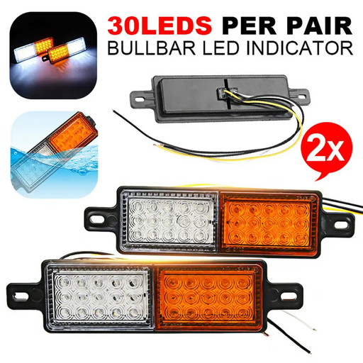 Pair LED Bullbar Indicator Tail Lights Front Park DRL Light For ARB TJM Lamp by salelink.co.nz