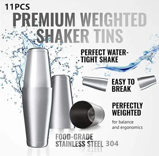 11PCS Cocktail Shaker Bar Set by salelink.co.nz