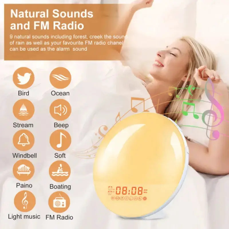 Wake-Up Light Alarm Clock – Sunrise/Sunset Simulation by Habicare