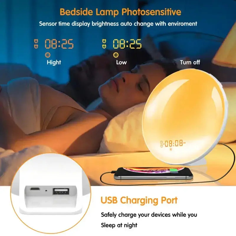 Wake-Up Light Alarm Clock – Sunrise/Sunset Simulation by Habicare