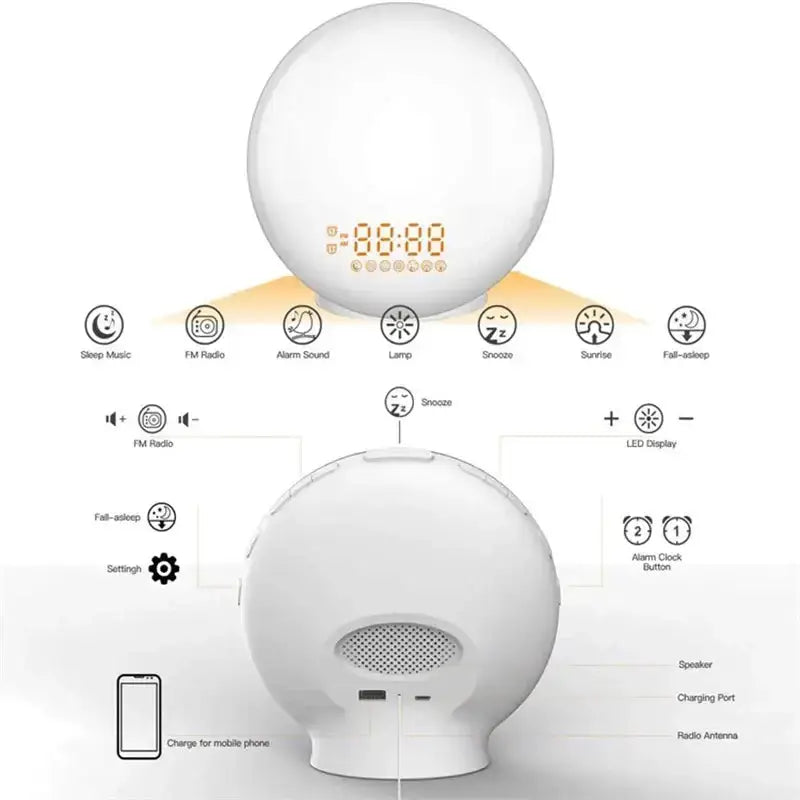 Wake-Up Light Alarm Clock – Sunrise/Sunset Simulation by Habicare