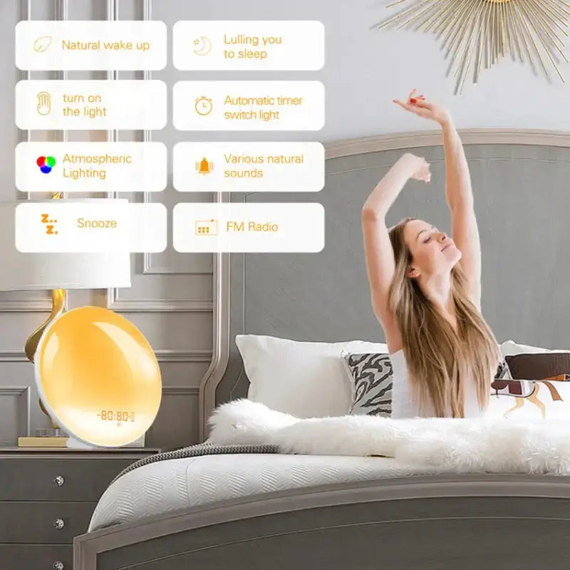 Wake-Up Light Alarm Clock – Sunrise/Sunset Simulation by Habicare