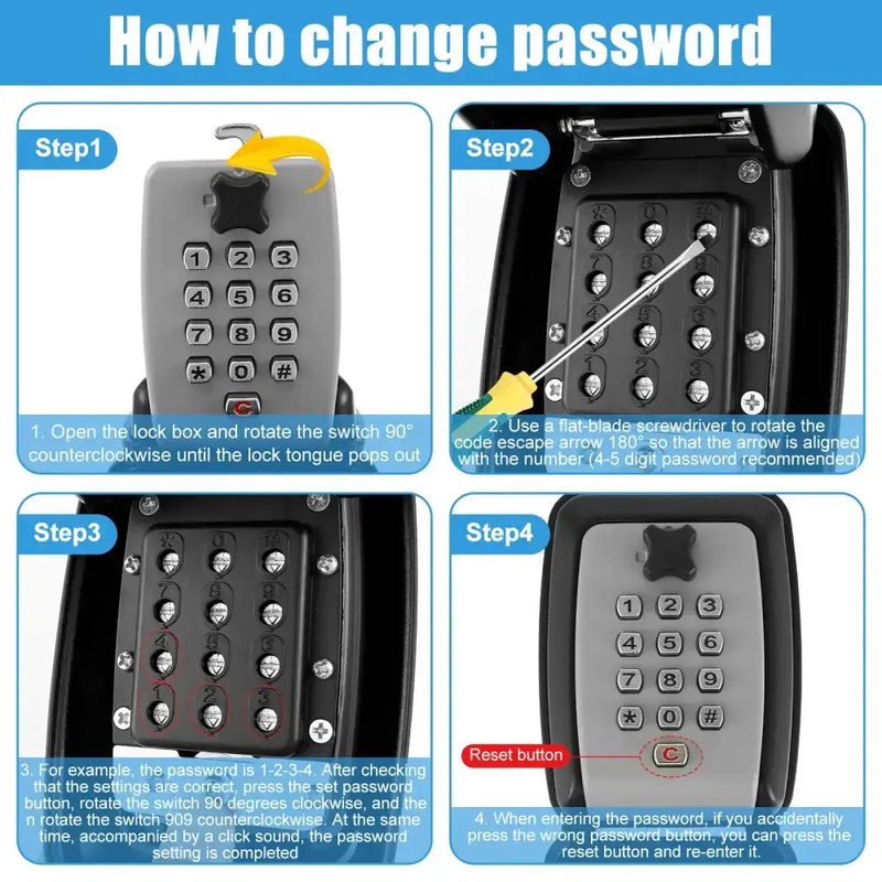 Wall-Mount Key Lock Box with Code (4 types available) by Habicare